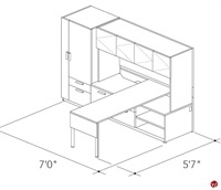 Picture of Abco Keel Contemporary L Shape Office Desk Workstation, Wardrobe Storage