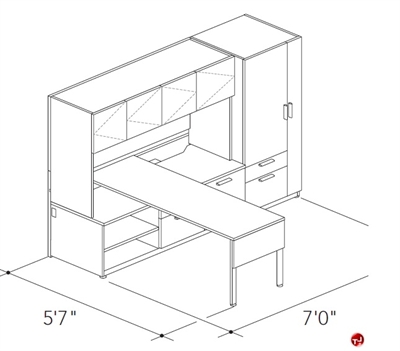 Picture of Abco Keel Contemporary L Shape Office Desk Workstation, Wardrobe Storage