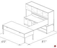 Picture of Abco Keel Contemporary U Shape Office Desk Workstation, Overhead Storage