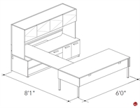 Picture of Abco Keel Contemporary U Shape Office Desk Workstation, Overhead Storage