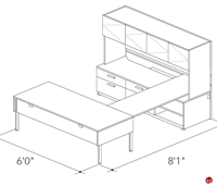 Picture of Abco Keel Contemporary U Shape Office Desk Workstation, Overhead Storage