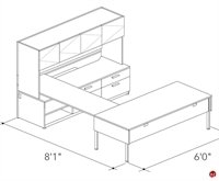 Picture of Abco Keel Contemporary U Shape Office Desk Workstation, Overhead Storage