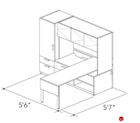 Picture of Abco Keel Contemporary L Shape Office Desk Workstation, Overhead Storage