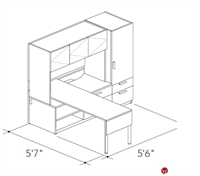 Picture of Abco Keel Contemporary L Shape Office Desk Workstation, Overhead Storage