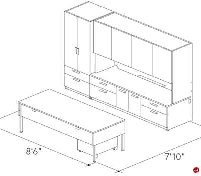 Picture of Abco Keel Contemporary Executive Office Desk Workstation, Storage Credenza