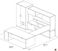 Picture of Abco Keel Contemporary U Shape Office Desk Workstation, Wardrobe Storage Credenza