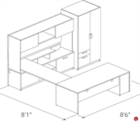 Picture of Abco Keel Contemporary U Shape Office Desk Workstation, Wardrobe Storage Credenza