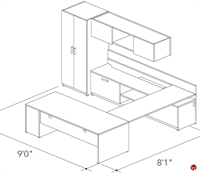 Picture of Abco Keel Contemporary U Shape Office Desk Workstation, Wardrobe Storage Credenza