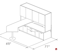 Picture of Abco Keel Contemporary L Shape Office Desk Workstation, Overhead Storage 