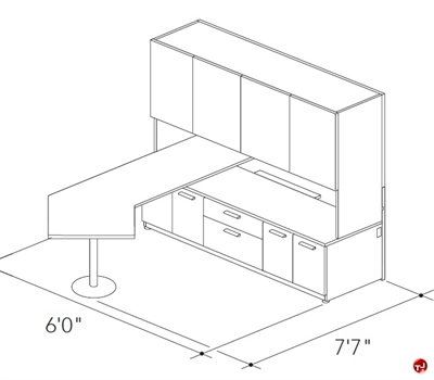 Picture of Abco Keel Contemporary L Shape Office Desk Workstation, Overhead Storage 