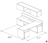 Picture of Abco Keel Contemporary L Shape Office Desk Workstation, Wall Storage 