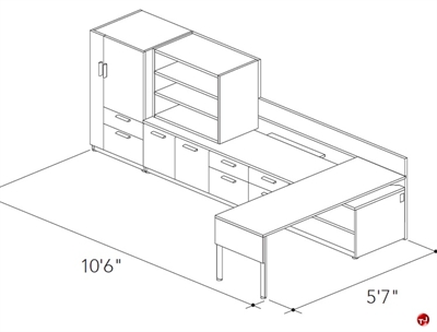 Picture of Abco Keel Contemporary L Shape Office Desk Bench Workstation, Wardrobe Storage