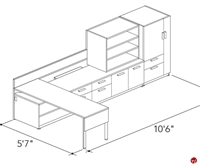 Picture of Abco Keel Contemporary L Shape Office Desk Bench Workstation, Wardrobe Storage