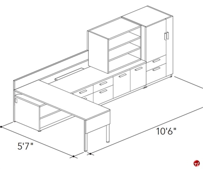 Picture of Abco Keel Contemporary L Shape Office Desk Bench Workstation, Wardrobe Storage