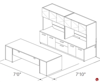 Picture of Abco Keel Contemporary Executive Office Desk Workstation, Credenza Storage