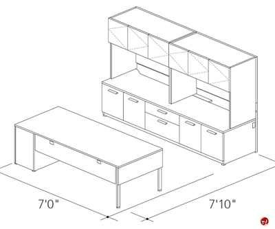 Picture of Abco Keel Contemporary Executive Office Desk Workstation, Credenza Storage