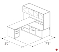 Picture of Abco Keel Contemporary L Shape Office Desk Workstation,Overhead Storage