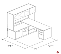 Picture of Abco Keel Contemporary L Shape Office Desk Workstation,Overhead Storage