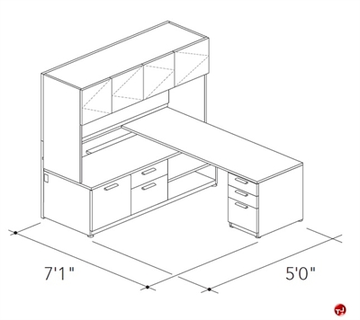 Picture of Abco Keel Contemporary L Shape Office Desk Workstation,Overhead Storage