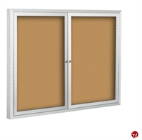 Picture of 2 Hinged Door Bulletin Board Cabinet, 4' x 4'