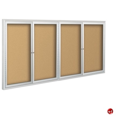 Picture of 4 Hinged Door Bulletin Board Cabinet, 4' x 12'