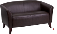 Picture of Brato Brown Leather Reception Loveseat Sofa