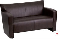 Picture of Brato Brown Leather Reception Loveseat Sofa
