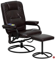 Picture of Brato Brown Leather Massage Recliner with Ottoman