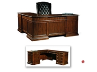 Picture of Hekman 7-9167 L Shape Traditional Veneer Executive Desk Workstation