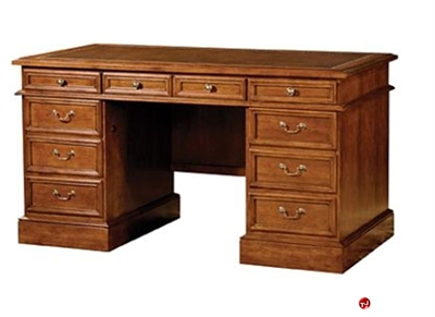 Picture of Hekman 7-1261 Traditional Veneer Double Pedestal Desk Workstation