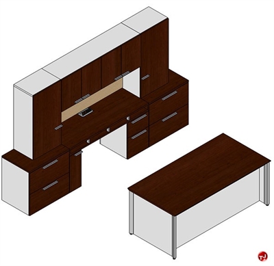 Picture of Milo Executive Office Desk Workstation, Kneespace Overehead Storage