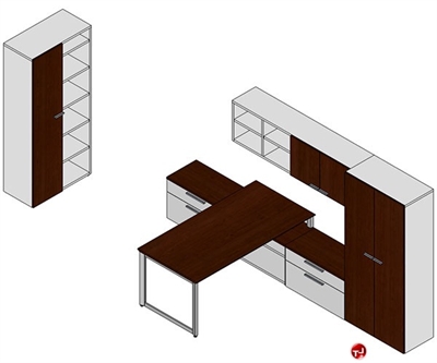 Picture of Milo L Shape Office Desk Workstation, Wall Mounted Overehead Storage