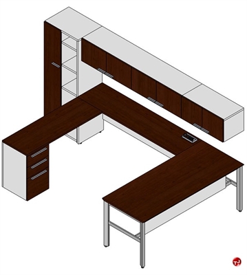 Picture of Milo U Shape Office Desk Workstation, Wall Mount Storage