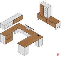 Picture of Milo U Shape Office Desk Workstation, Wall Mount Storage