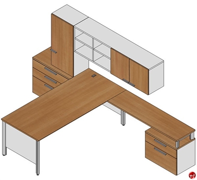 Picture of Milo L Shape Office Desk Workstation, Wall Mount Storage