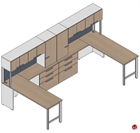 Picture of Milo 2 Person Office Desk Workstation, Overhead Storage Cabinet