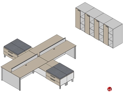 Picture of Milo 4 Person Cluster Bench Teaming Office Desk Workstation