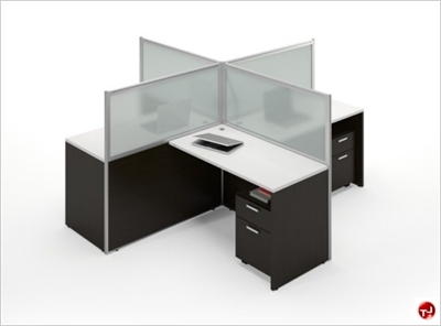 Picture of Milo Cluster of 4 Person Cubicle Office Desk Workstation