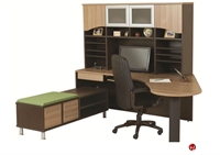 Picture of Laminate L Shape Office Desk Workstation, Open Pedestal Storage