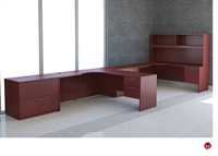 Picture of Peblo 2 Person 66" L Shape Office Desk Workstation, Overhead Storage Cabinet