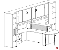 Picture of Peblo 2 Person L Shaped Office Desk Workstation,Ovehead Storage