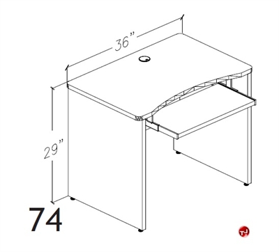 Picture of Peblo 24" x 36" Computer Desk Workstation