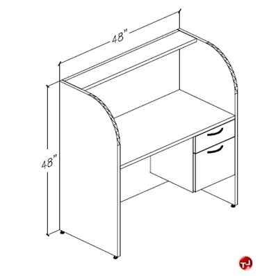 Picture of Peblo 24" x 48" Telemarketing Study Carrel Cubicle Workstation