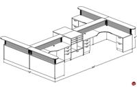 Picture of Peblo 4 Person 72" L Shape Reception Office Desk Workstation, Filing Storage