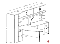 Picture of Peblo 72" L Shape Office Desk Workstation, Overhead Storage with Wardrobe