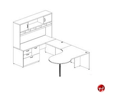 Picture of Peblo 72" P-Top U Shape Office Desk Workstation, Overhead Storage