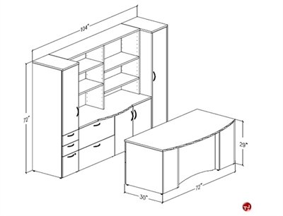 Picture of Peblo Executive Office Desk Workstation, Credenza Wardrobe Storage