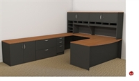Picture of Peblo U Shape Bowfront Office Desk Workstation,Overhead Storage
