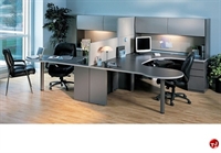 Picture of 2 Person U Shape P-Top Office Desk Workstation,Overhead Storage