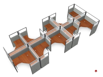 Picture of 10 Person L Shape Office Desk Cubicle Cluster Workstation